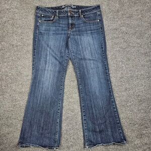American Eagle Favorite Boyfriend Jeans Womens 14 SHORT Dark Wash Stretch Denim
